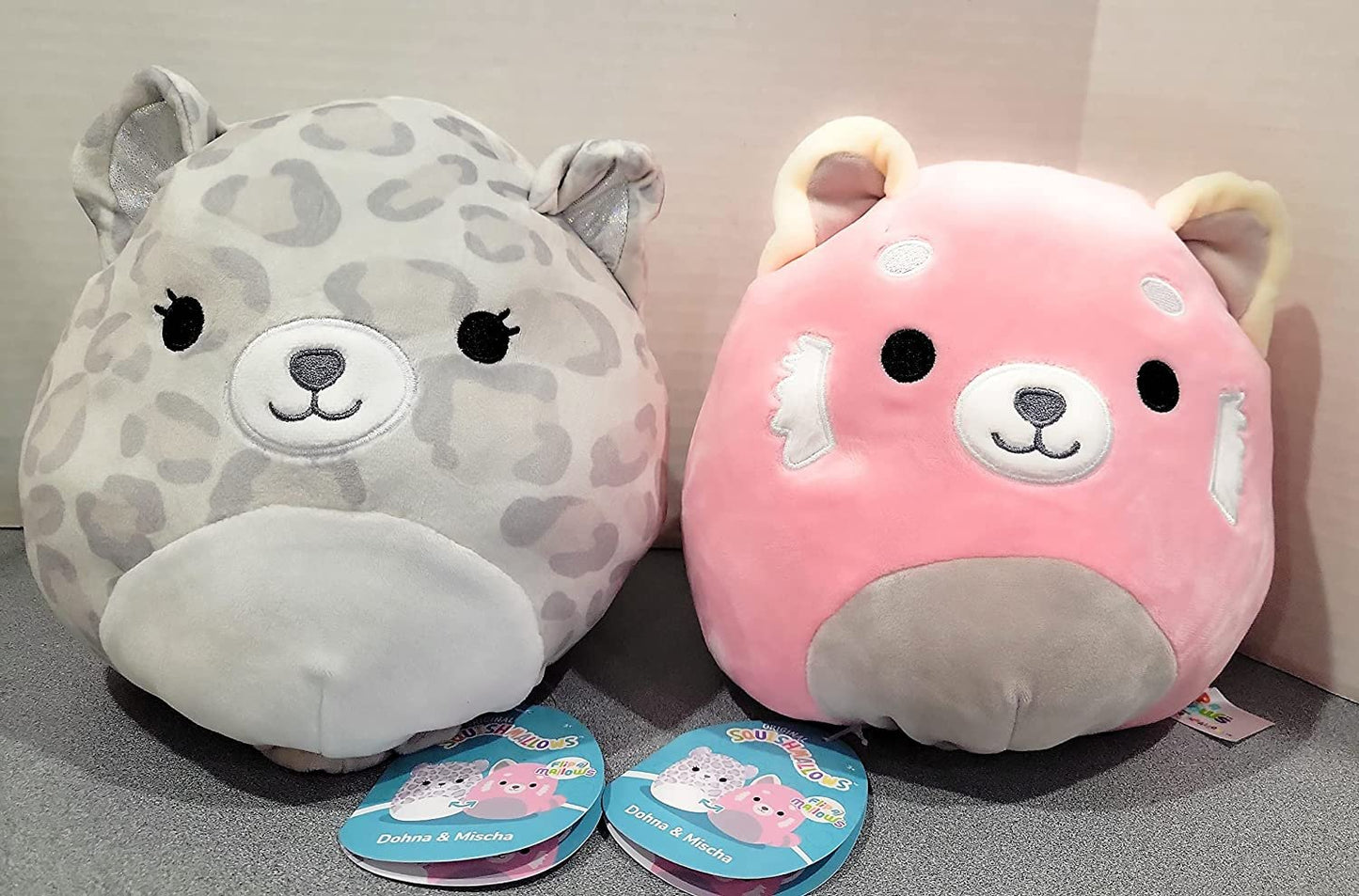 Squishmallows Flipamallows Gray Leopard and Pink and Gray (Red) Panda 8" Plush