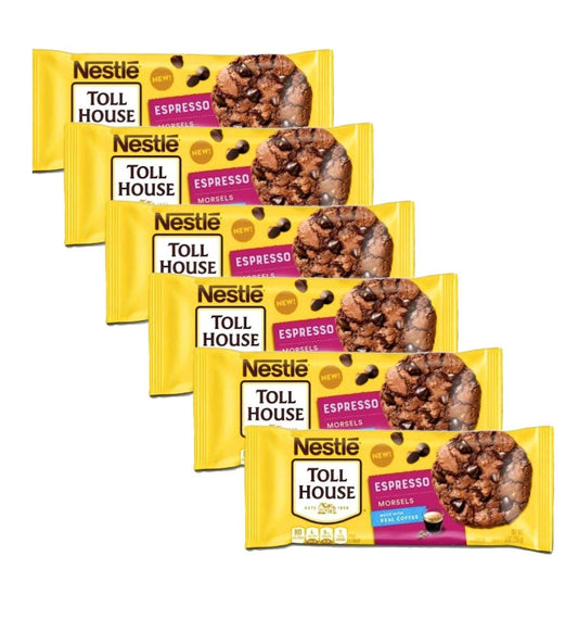 Nestle Toll House Espresso Baking Chip Morsels Bulk Pack of 6 Bags - 9 oz Per Bag - 54 oz Total - Made with Real Coffee