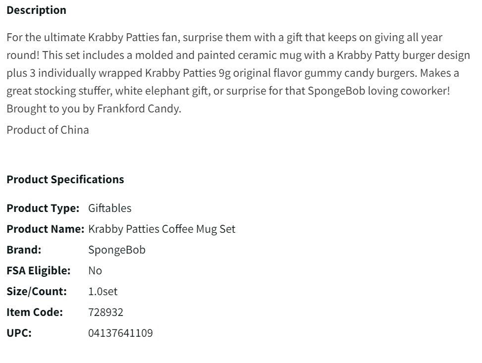Spongebob Squarepants Krabby Patties Mug with 3 Krabby Patty Gummy Candies Novelty GIft
