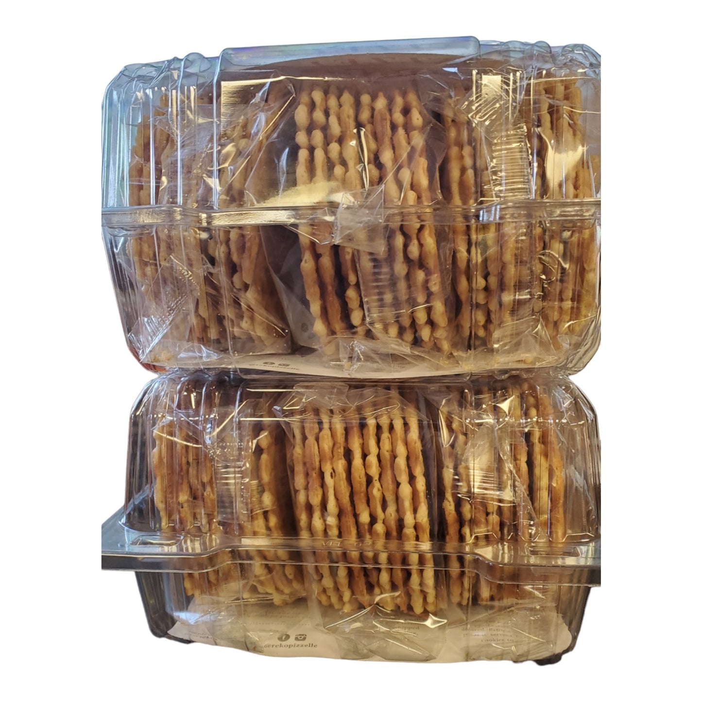 Reko Pizzelle Authentic Italian Style Waffle Cookies Anise and Vanilla, 2 pack. 1 5.25 oz pack of Anise cookies, 1 5.25 oz pack of Vanilla cookies