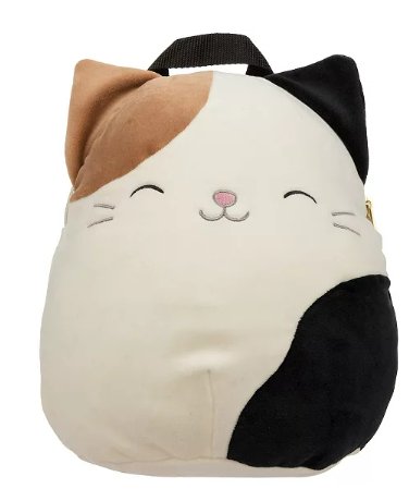 Squishmallows Cam the Calico Cat, 10" Plush Mini Backpack, Super Soft