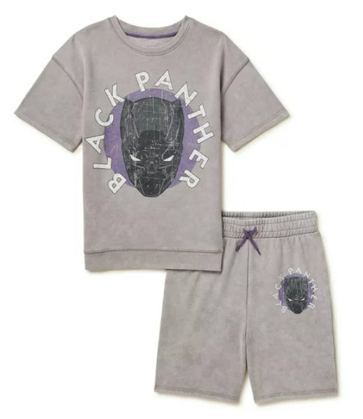Black Panther Boys Graphic Top and Short Set, 2-Piece, Size 8
