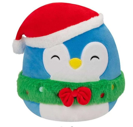 Squishmallows 8" Puff the Penguin with Santa Hat