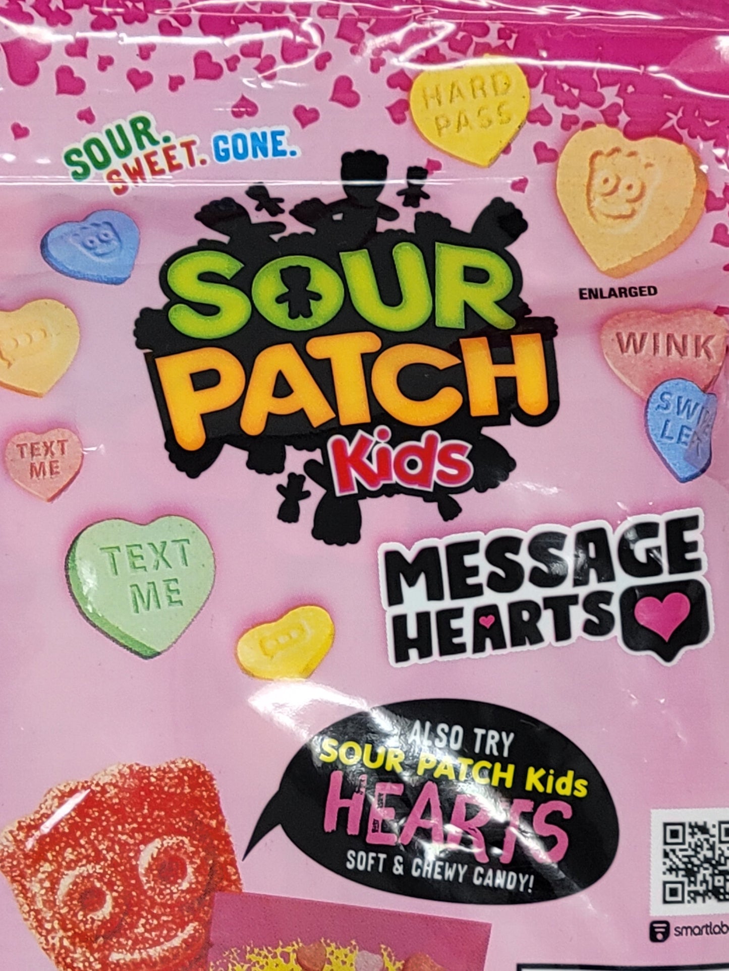 SOUR PATCH KIDS Message Hearts Valentine Candy Hearts, 2 Pack of 13.01 oz bags