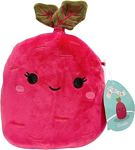 Squishmallows kellytoy Veggie Squad Plush Doll Toy (8" Claudia The Beet)