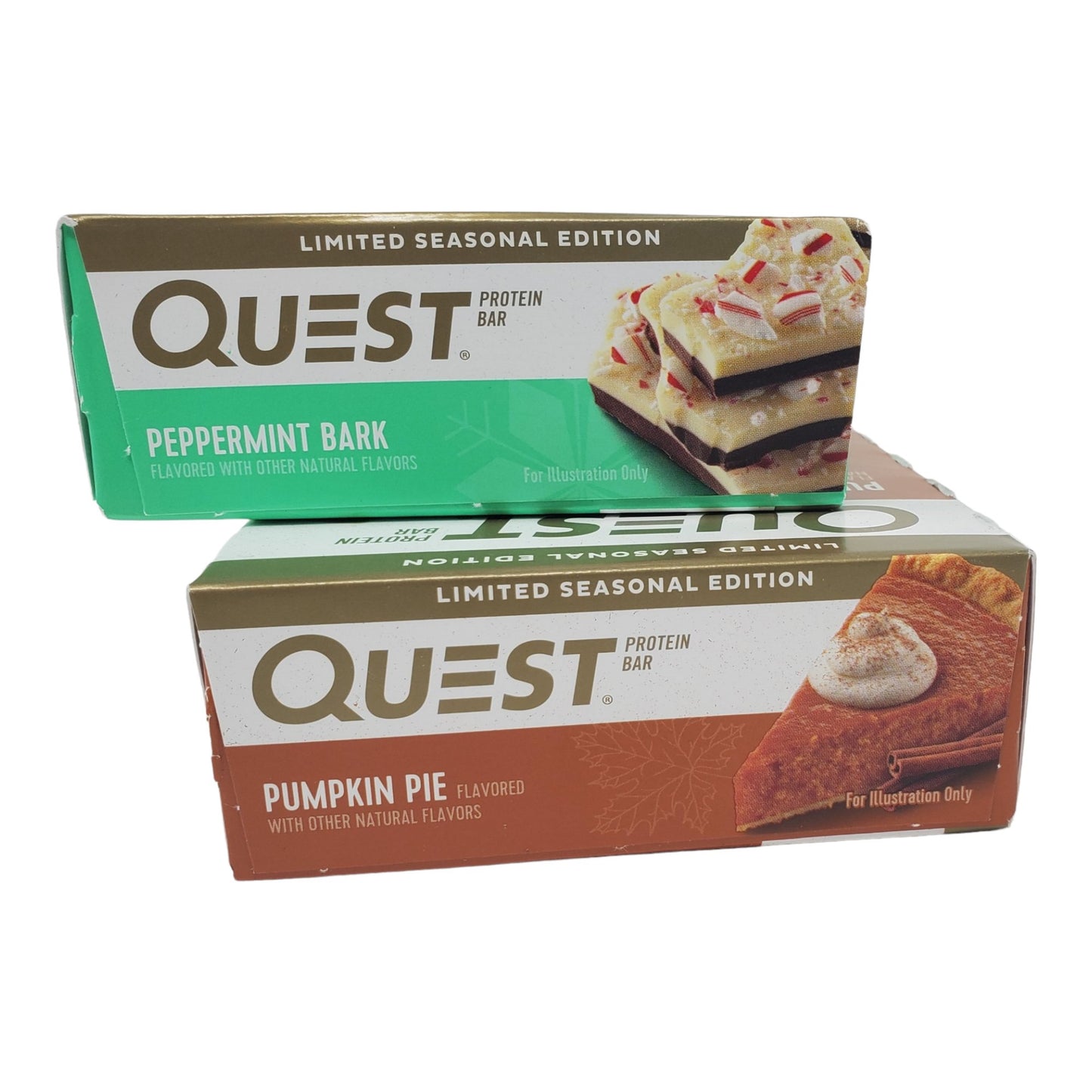 Putt Pantry Quest Pumpkin Pie and Peppermint Bark 2 Pack Seasonal Limited Edition Flavors, Includes 8 Protein Bars
