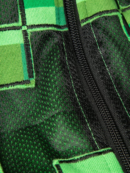 JINX Minecraft Big Boys' Creeper Zip-Up Costume Hoodie, with Mask