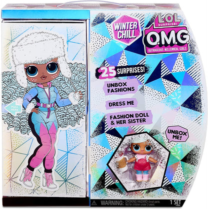 L.O.L. Surprise! O.M.G. Winter Chill ICY Gurl Fashion Doll & Brrr B.B. Doll with 25 Surprises (570240)