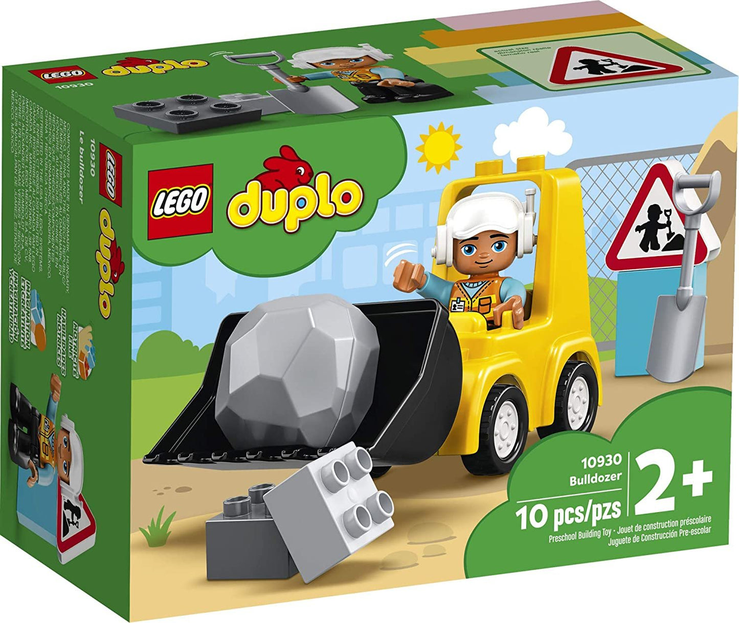 LEGO DUPLO Construction Bulldozer 10930 Mini Bulldozer Truck Set; Construction Toy for Kids Aged 2 and Up; Small Bulldozer Toy and Construction Worker Playset for Toddlers (10 Pieces)