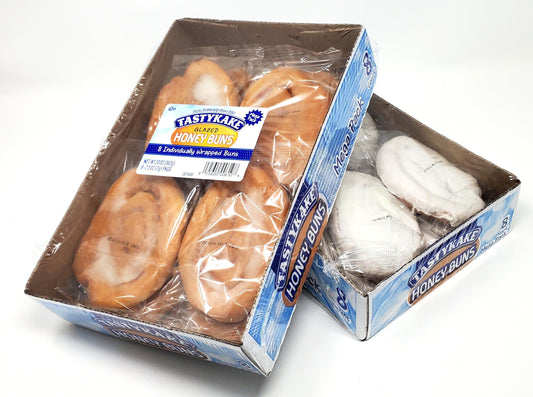 Putt Pantry Combo - 8 Individually Wrapped Taskykake Iced Honey Buns and 8 Individually Wrapped Tasykake Glazed Honey Buns