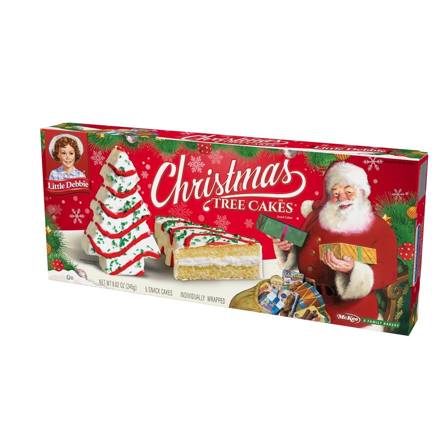 Little Debbie Christmas Tree Cakes Bundle of 6 Boxes, 30 Individually Wrapped Snacks, Vanilla
