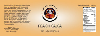 Putt Pantry Salsa Variety 3 Pack Bundle - Includes Ghost Pepper Salsa, Black Bean and Corn Salsa and Peach Salsa, 16 oz jar of each flavor