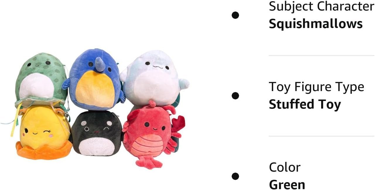 Squishmallows Kellytoy Sea Life Squad 5" Mini Set of 6 Plush Doll