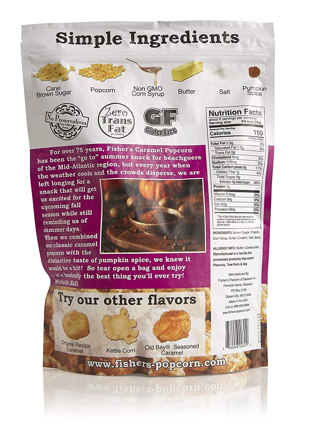 Fisher's Popcorn Pumpkin Spice Caramel 4 Pack - Limited Fall Flavor
