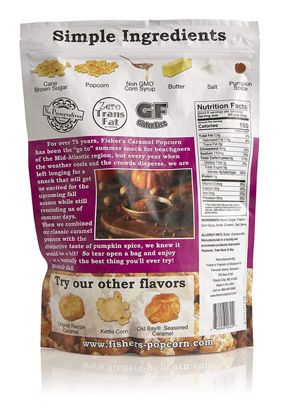 Fisher's Popcorn Pumpkin Spice Caramel 4 Pack - Limited Fall Flavor
