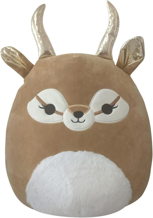 Squishmallows Rare Kieli Antelope 12 inch Super Soft Plush Animal, Tan wish Plush White Belly and Gold Horns