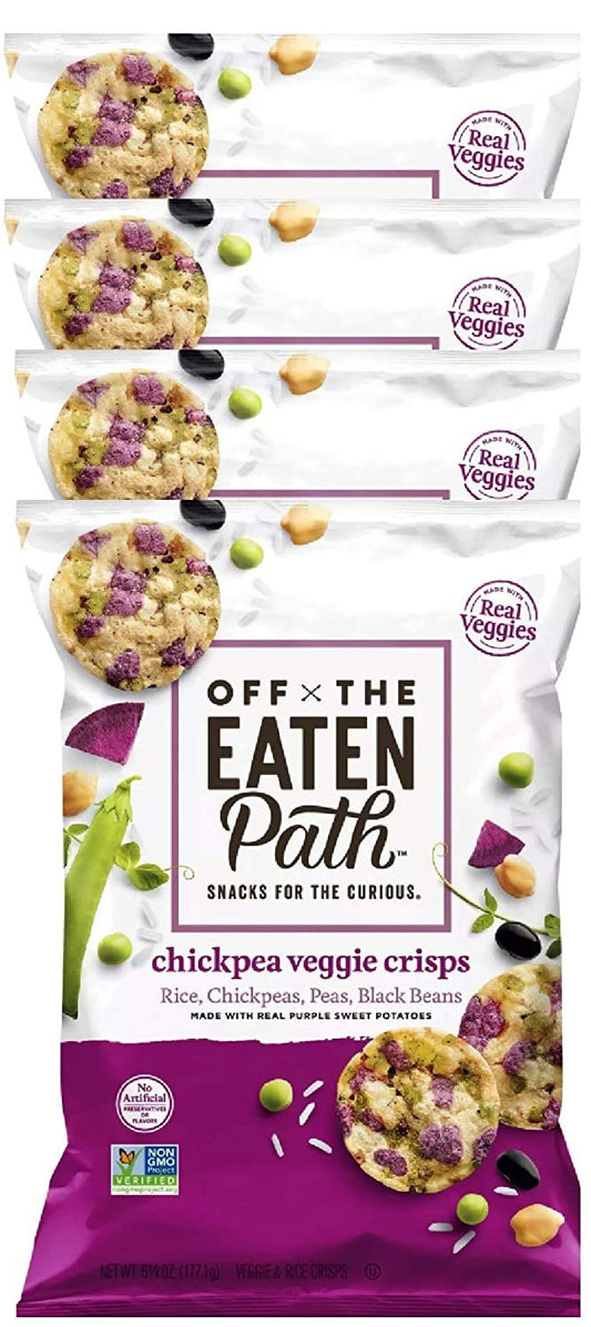Off The Eaten Path Veggie Crisps made with Rice, Chickpeas, Peas and Black Beans, 6.25oz Bags, Pack of 4