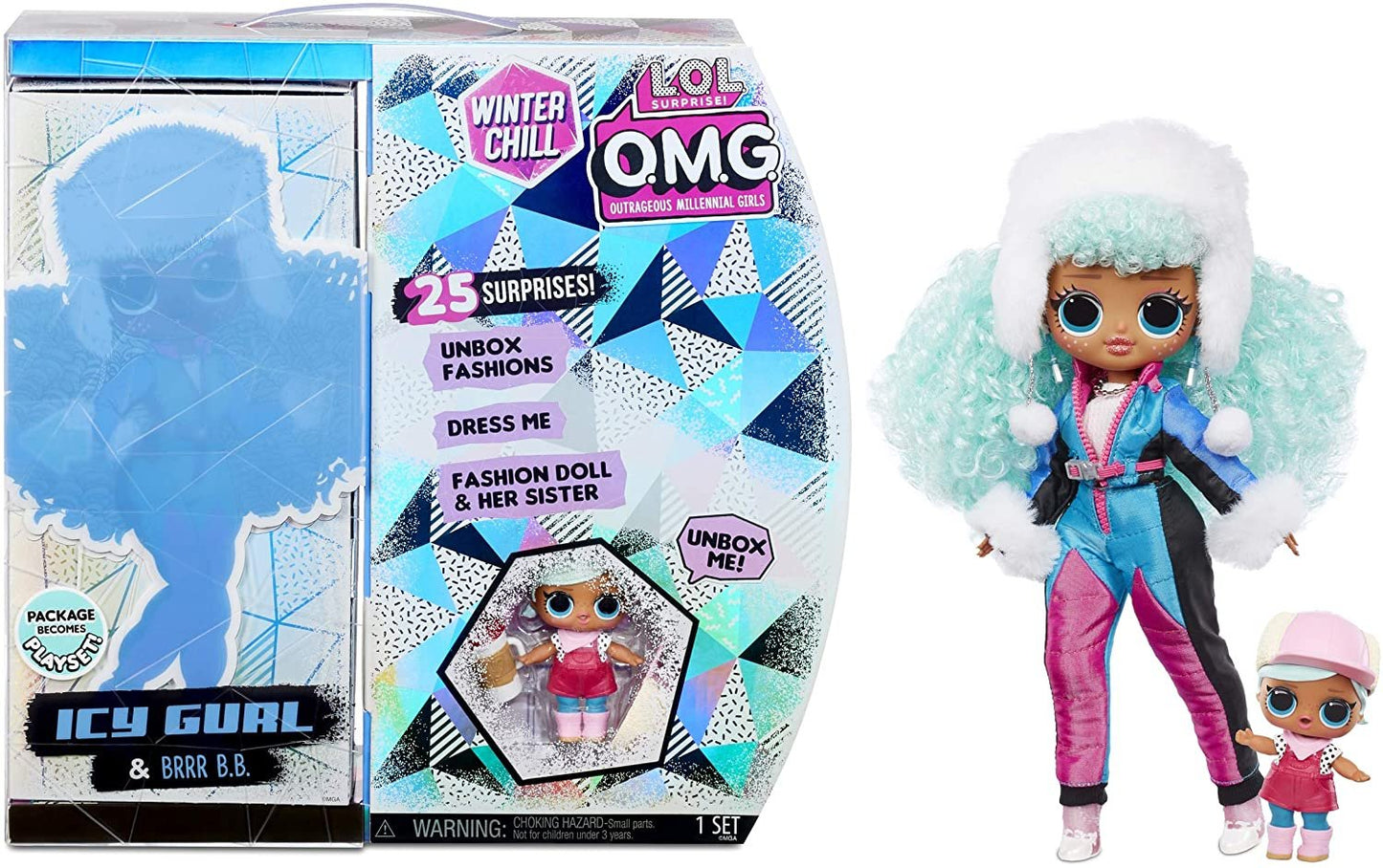 L.O.L. Surprise! O.M.G. Winter Chill ICY Gurl Fashion Doll & Brrr B.B. Doll with 25 Surprises (570240)
