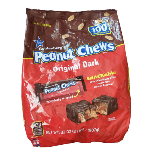 Goldenberg's Peanut Chews, 2 lb Bag, Individually Wrapped Snackable Original Dark, Gluten Free