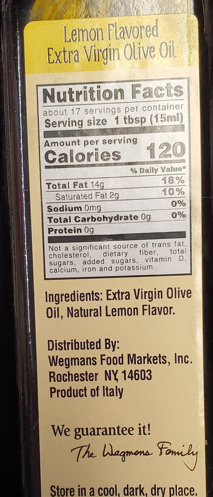 Wegmans Sicilian Lemon Flavored Virgin Olive Oil for Dressings, Fish, Pasta and Poultry, 2 pack, 8.4 fl oz each