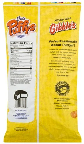 Gibble's Cheese Puffs Snacks, Baked Combo, 2 White Cheddar and 2 Yellow Cheddar, 8 oz Bags - QTY 4