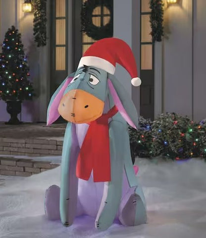Eeyore With Santa Hat Holiday Christmas Airblown Inflatable, 3.5 Feet Tall, includes 2 repair patches