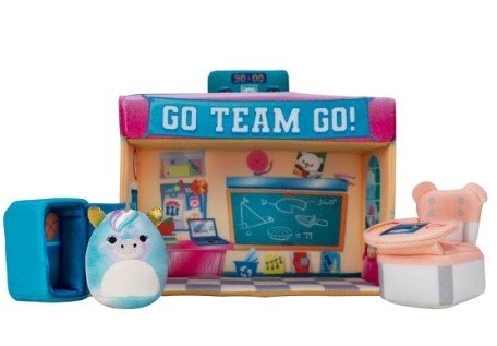 Squishville Academy Playset - Includes 2-Inch Eunice The Unicorn Plush, School Desk, Locker, and School Playscene, Original Squishmallows, Imaginative Play