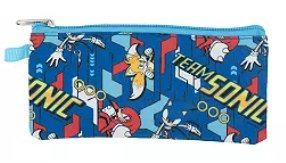 Sonic The Hedgehog Backpack, Lunch Pack, Accessories Pouch, Carabineer, Squish Ball Dangle 5 pc School Combo
