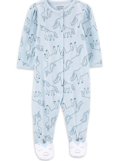 Carter's Child of Mine Baby Girl Sleep N Play, Unicorn Onesy, 6-9 mos