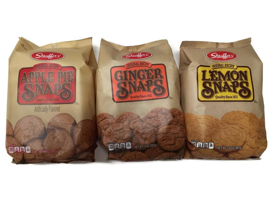 Stauffer's Snap Cookie Combo | Apple Pie Snaps, Ginger Snaps, Lemon Snaps - 3 bags of cookies
