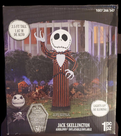 3.5 ft. LED Jack Skellington with Orange Suit Halloween Inflatable