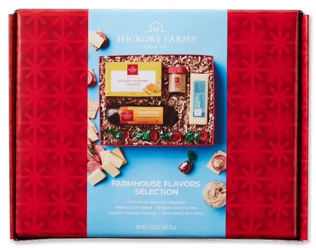 Hickory Farms Farmhouse Flavors Selection, 12.25 oz, Summer Sausage, Mission Jack Cheese, Belgian Ale Mustard, Crackers and More
