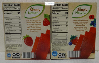 Simply Nature Fruit Strips Variety Value Pack 1 Box Strawberry and 1 Box Wildberry