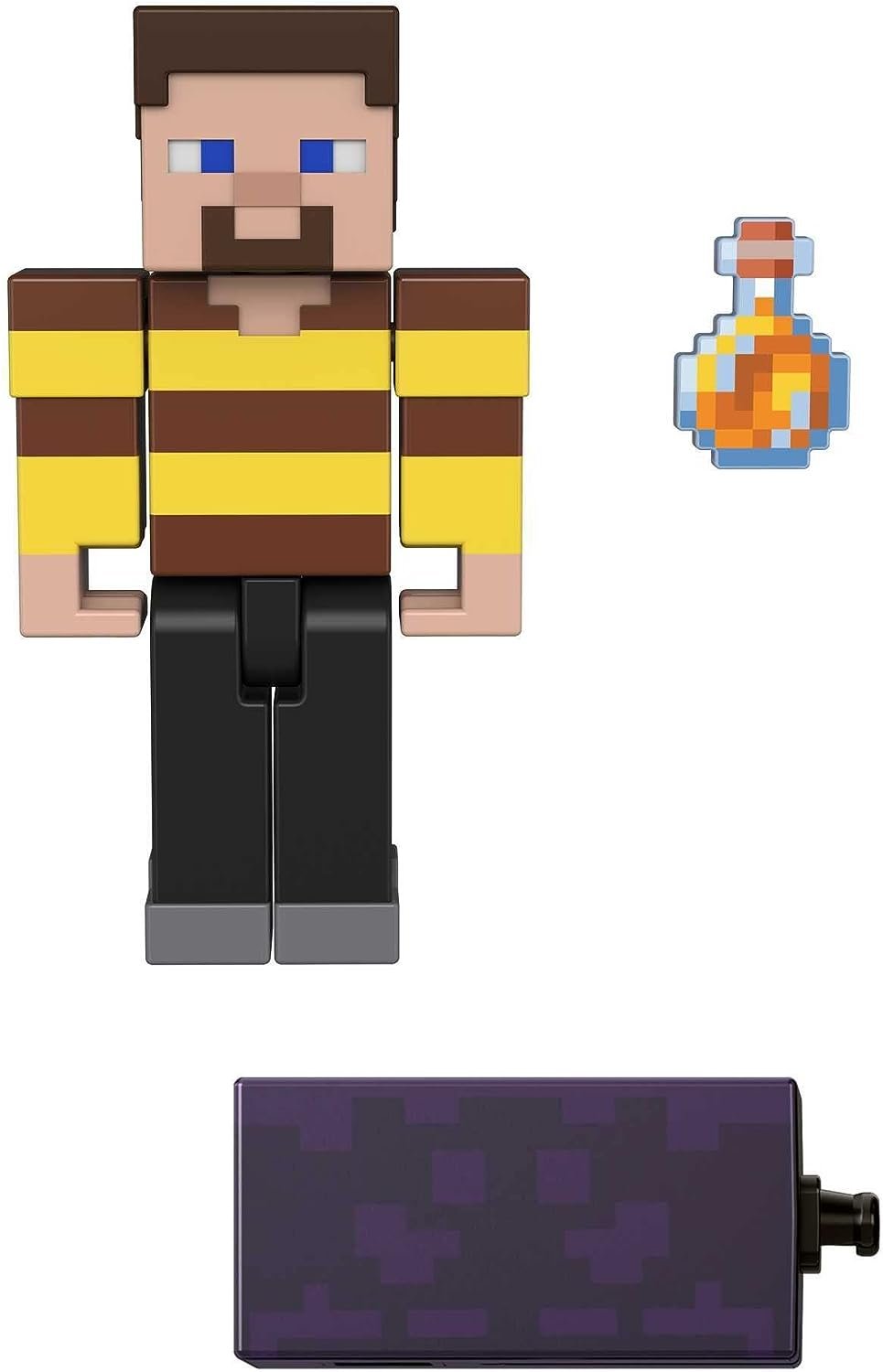 Minecraft Creeper Shirt Steve Action Figure, 3.25-in, with 1 Build-a-Portal Piece & 1 Accessory