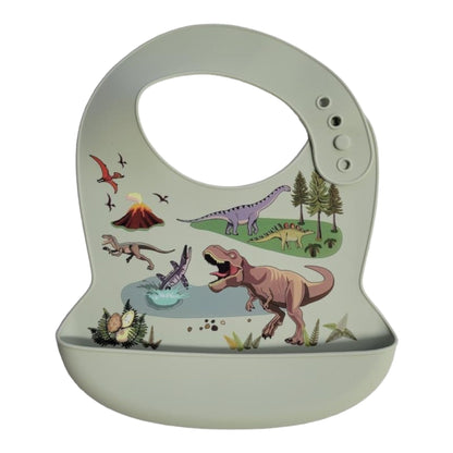 Waterproof Silicone Bibs 4 Pack. 4 Silicone Bibs with food catchers, Ocean World, Jurassic, Wild Animal, Space.