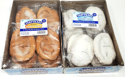 Putt Pantry Combo - 8 Individually Wrapped Taskykake Iced Honey Buns and 8 Individually Wrapped Tasykake Glazed Honey Buns