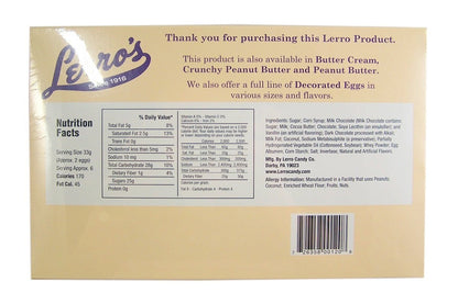 Lerro Milk Chocolate Easter Eggs 4 Flavor Combo Pack, includes Butter Cream, Peanut Butter, Crunchy Peanut Butter and Coconut Cream, 1 box of 12 per flavor, 4 boxes in total, 48 eggs