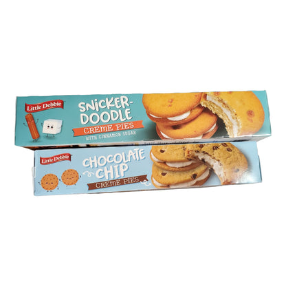 Little Debbie Snickerdoodle Creme Pies with Cinnamon Sugar and Chocolate Chip Creme Pies, 2 Pack Bundle