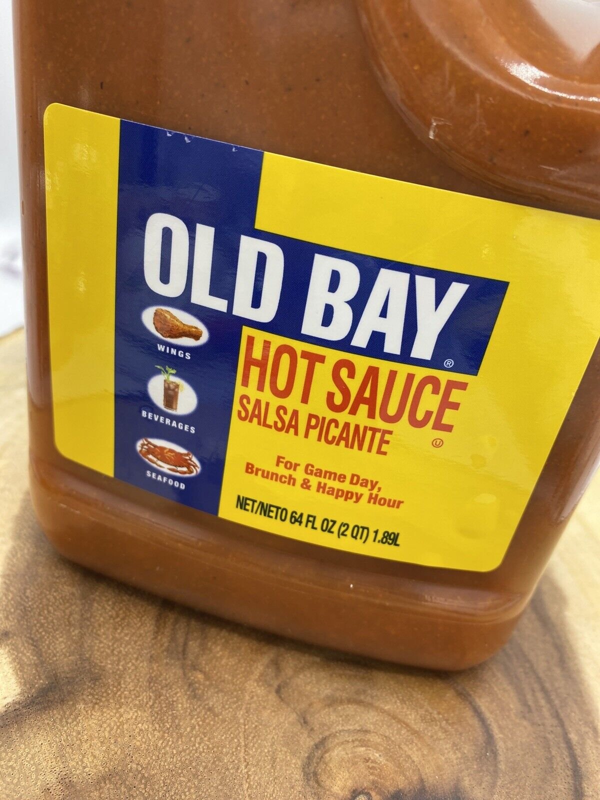Old Bay Hot Sauce 64 oz Restaurant Size Bulk Container - Spicy Condiment for Flavorful Delights including Seafood, Wings, Burgers, Mac' n Cheese and Bloody Marys