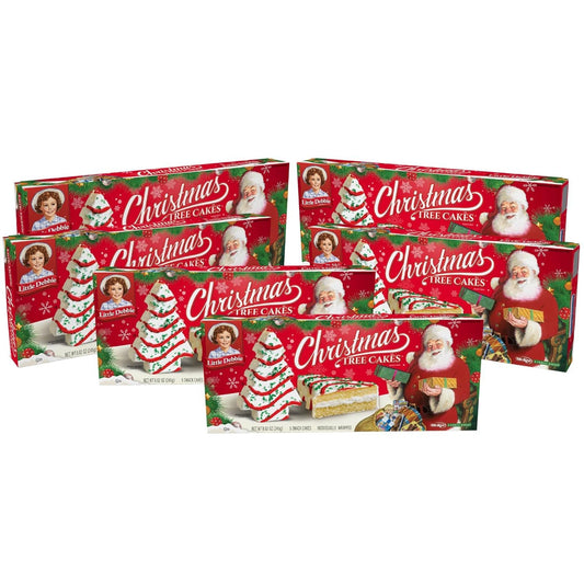 Little Debbie Christmas Tree Cakes Bundle of 6 Boxes, 30 Individually Wrapped Snacks, Vanilla