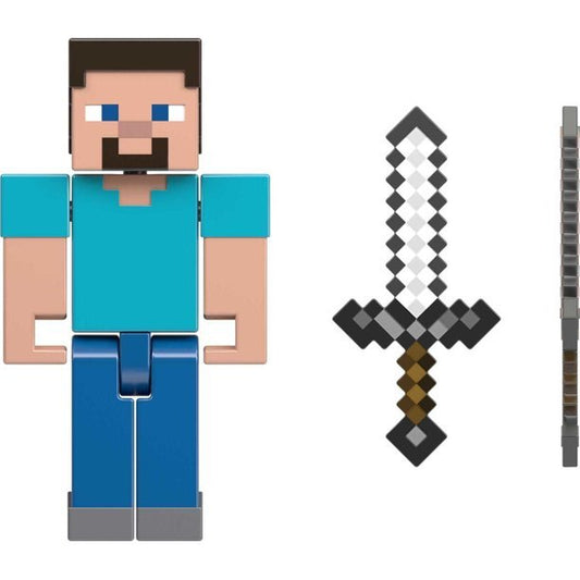 Minecraft Toys Steve Action Figure with Accessory & Portal Piece, Toy Collectible, 3.25-inch