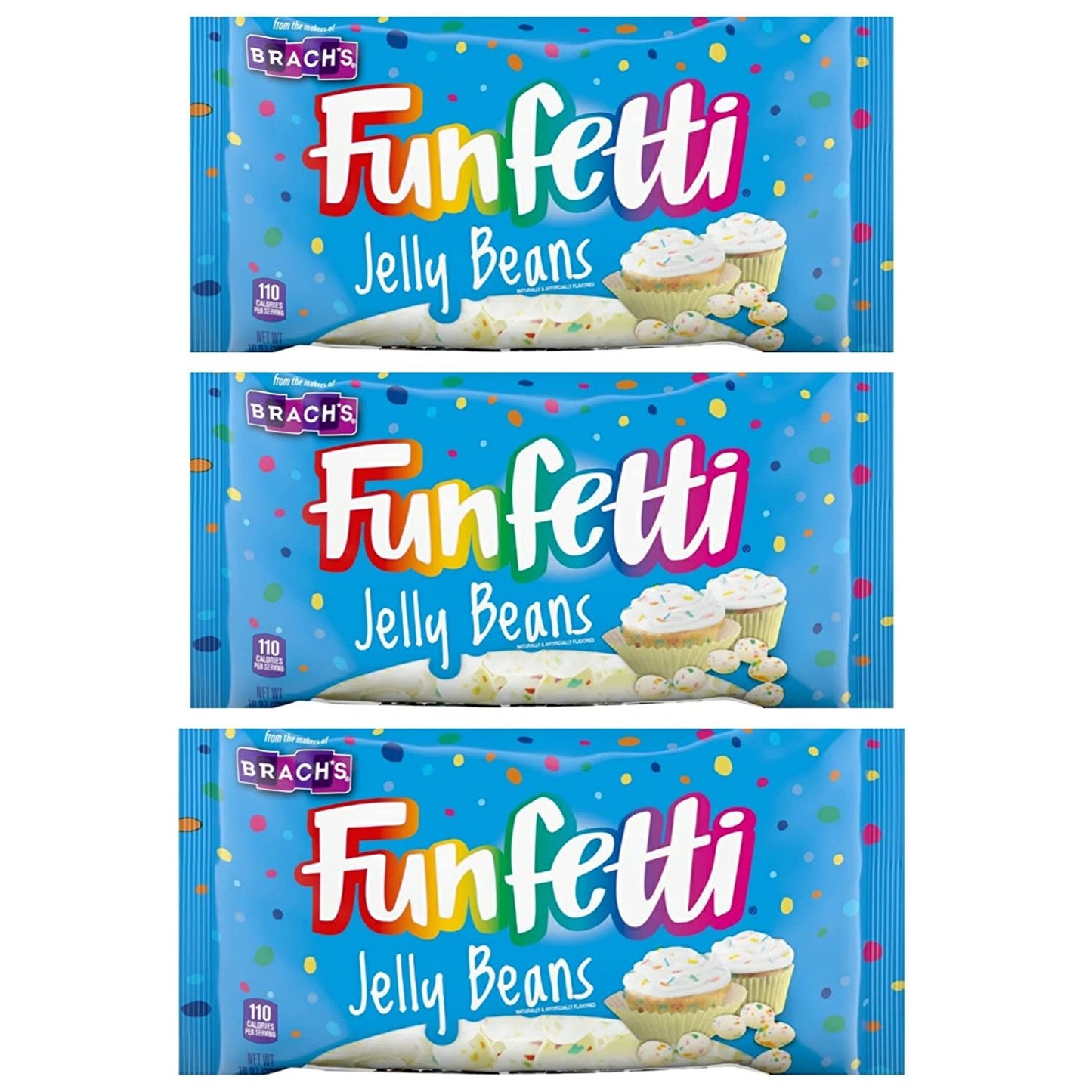 Brachs Funfetti Jelly Beans Easter Candy - 10 oz Per Bag - Bulk Limited Edition Colorful Funfetti Jellybeans Easter Candy - Choose a 3 Pack or 4 Pack (3 Pack)