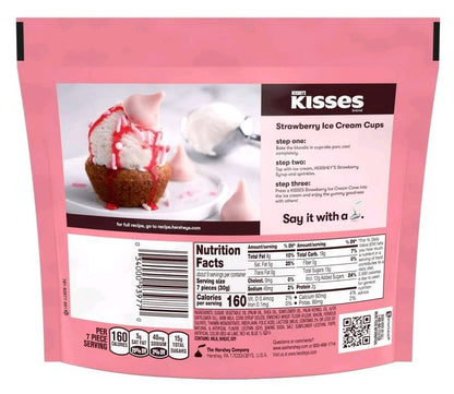 Hersheys Kisses Strawberry Ice Cream Cone Limited Edition Sumertime Flavor - Pack of 4 Share Size Bags - 9 oz Per Bag - 36 oz Total - Limited Edition Summertime Kisses