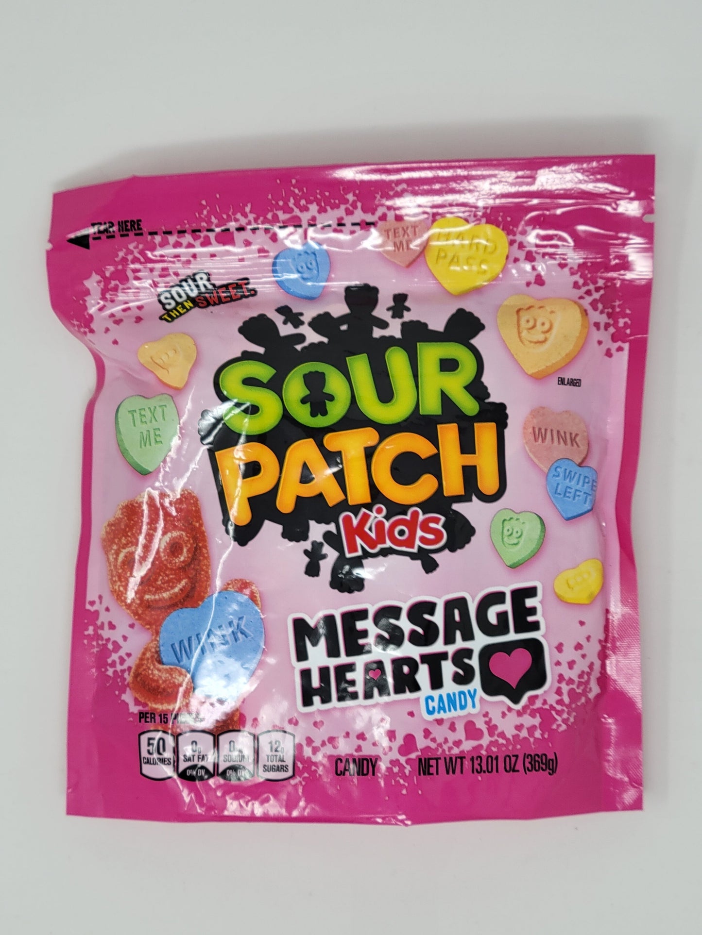 SOUR PATCH KIDS Message Hearts Valentine Candy Hearts, 2 Pack of 13.01 oz bags