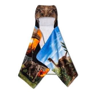 Jurassic World Hooded Bath Beach Pool Towel Wrap | T-rex | Volcano | Stegasaurus | Triceratops | Raptor