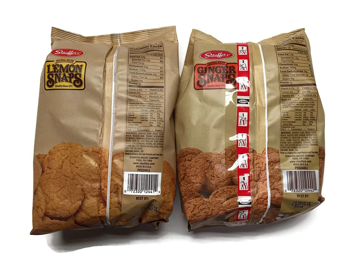 Stauffer's 2-pack Snaps Cookies Variety: Ginger Snaps & Lemon Snaps, 14 Oz. Bags [1 of Each]