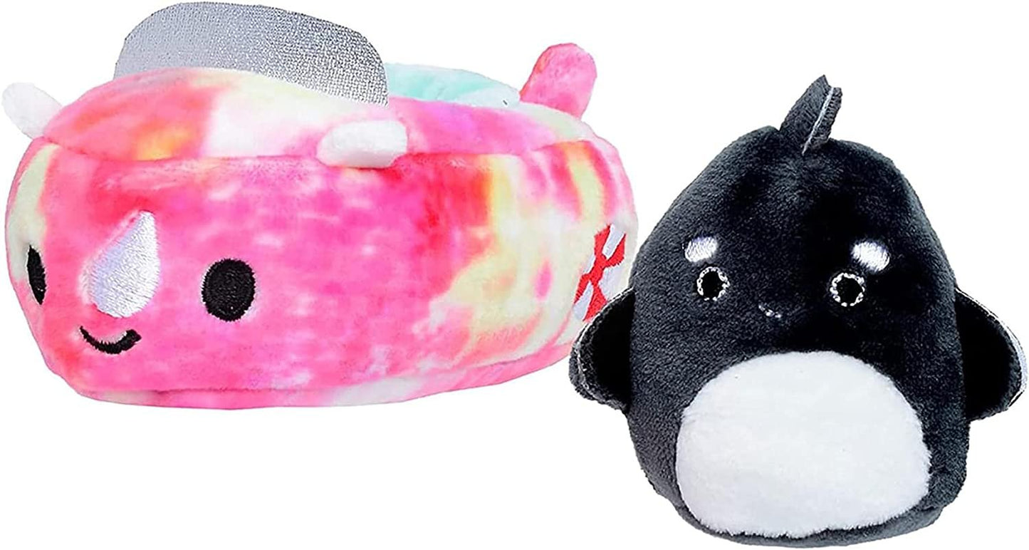 Squishville by Squishmallows Official Kellytoy Plush Squishy Soft Mini Kai The Orca in Boat