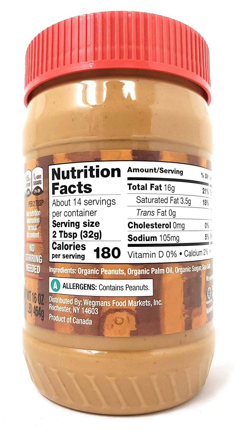 Wegmans Organic Crunchy Peanut Butter Spread (2 Pack, Total of 32fl.oz)