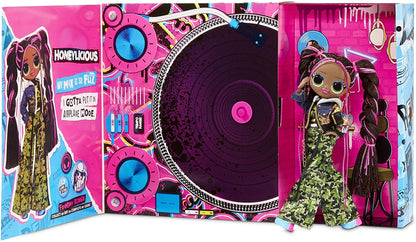 LOL Surprise OMG Remix Honeylicious Fashion Doll, Plays Music with 25 Surprises Including Shoes, Hair Brush, Doll Stand, Magazine, and Record Player Package - For Girls Ages 4+