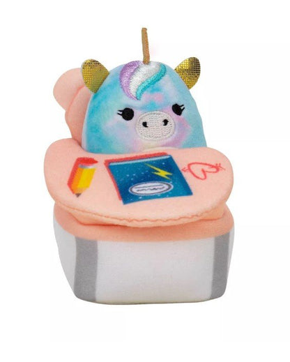 Squishville Academy Playset - Includes 2-Inch Eunice The Unicorn Plush, School Desk, Locker, and School Playscene, Original Squishmallows, Imaginative Play